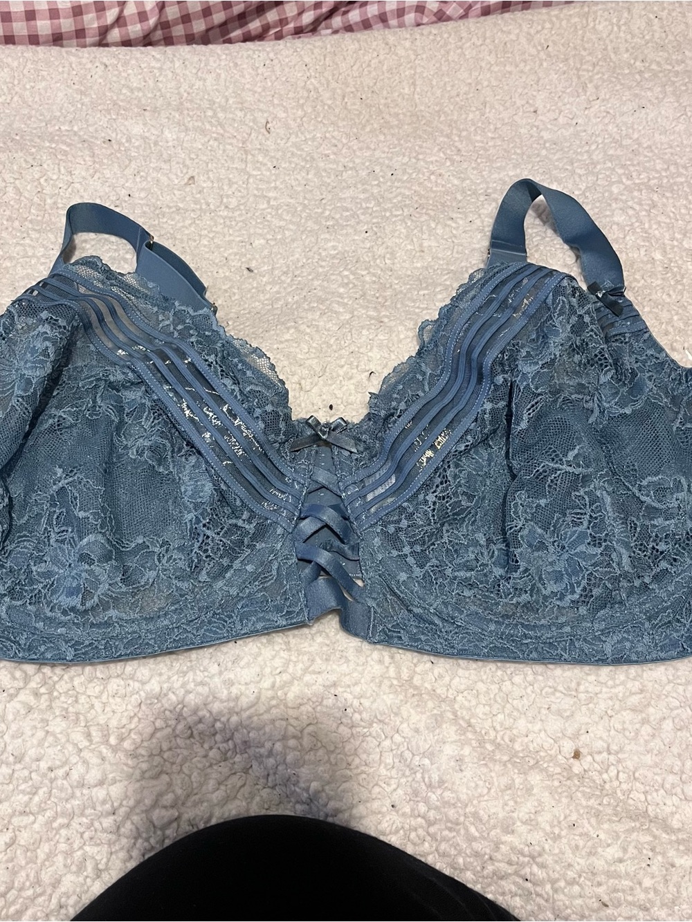 Cacique Unlined Balconette Bra Underwire Periwinkle Blue 44G